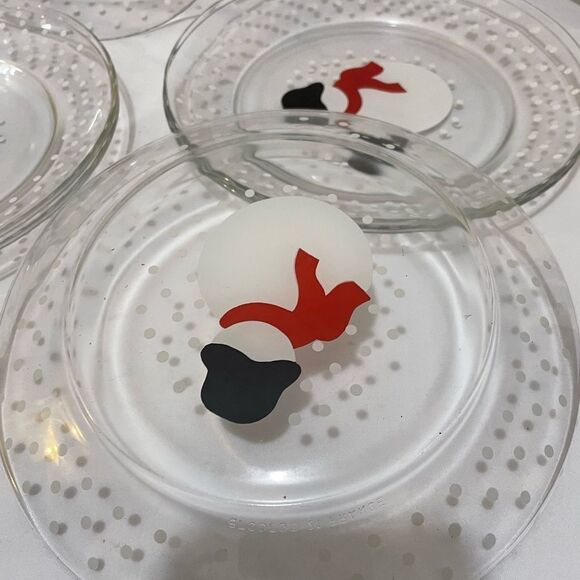 Set of 6 VGC ARCOROC made in France Glass Snowman Salad Dessert Plate 8” G19 - Picture 6 of 8